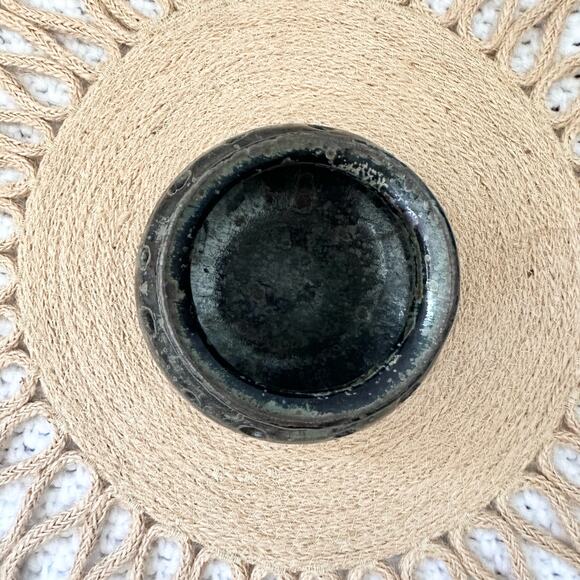 Signed Quebec Ceramic Glaze Pottery Candle Holder Luminary Cut Out Curved Lip - Picture 3 of 7